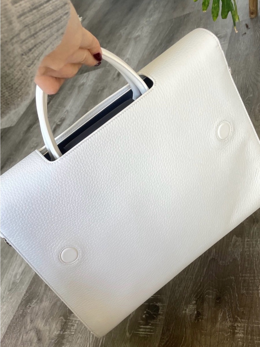 Dior White Leather Top-Handle Satchel with Silver Hardware - Picture 2 of 6